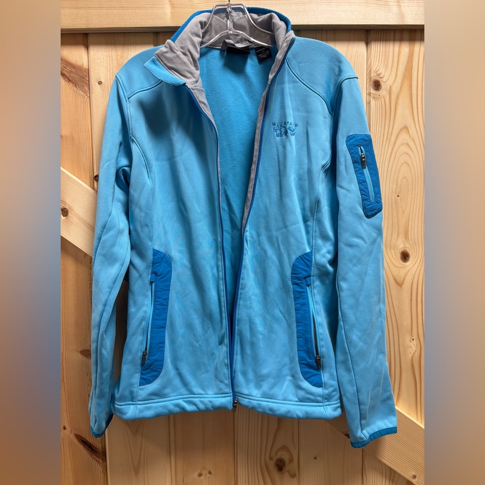 Mountain Hardwear women's full-zip light blue fitted jacket large activewear